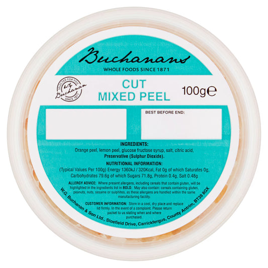 BUCHANANS MIXED CITRUS PEEL 100G