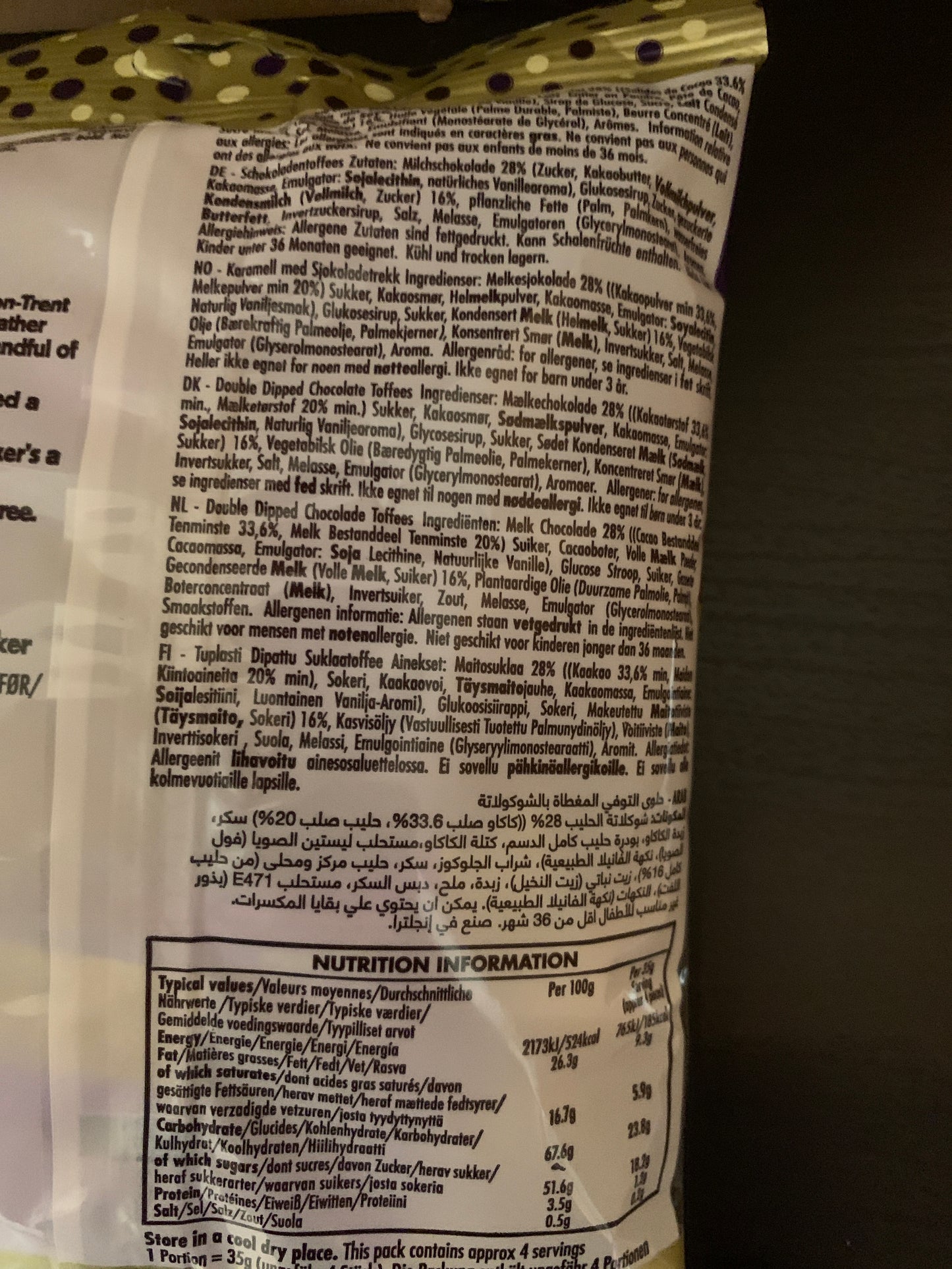 WALKERS DOUBLE DIPPED CHOCOLATE TOFFEES 135G