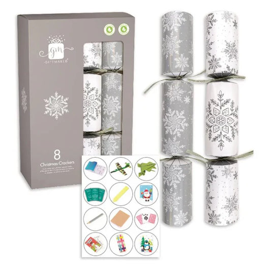 CHRISTMAS CRACKERS SILVER & WHITE 8 PACK Nr.3