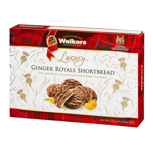 WALKERS DARK CHOCOLATE GINGER SHORTBREAD ROYALS 150G