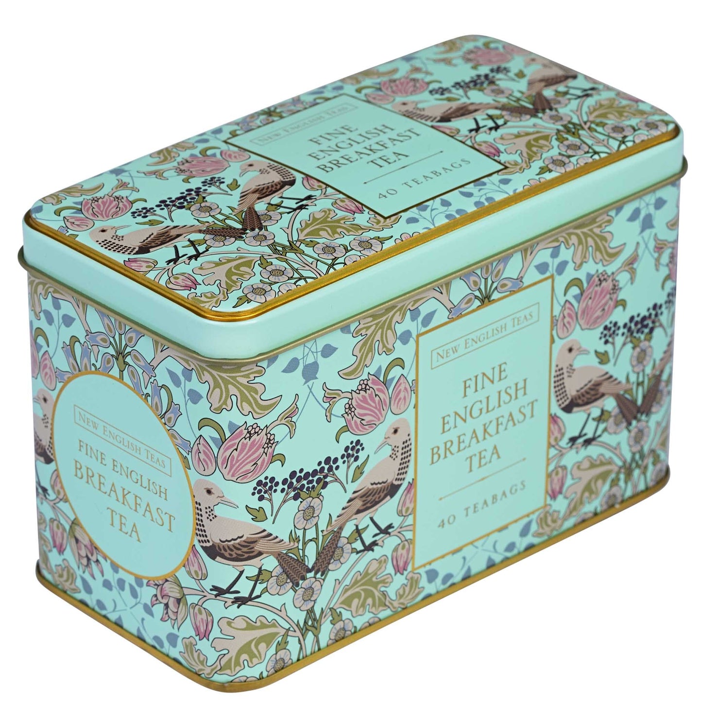 N.E.T SONG THRUSH MINT GREEN TIN - ENGLISH BREAKFAST 40 TEA BAGS