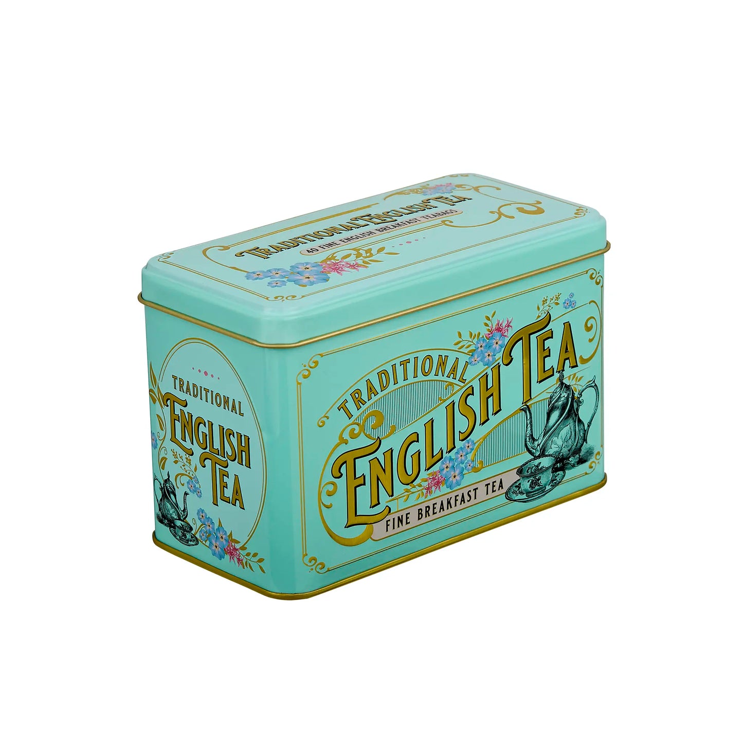 N.E.T VINTAGE VICTORIAN MINT GREEN TIN - ENGLISH BREAKFAST 40 TEA BAGS