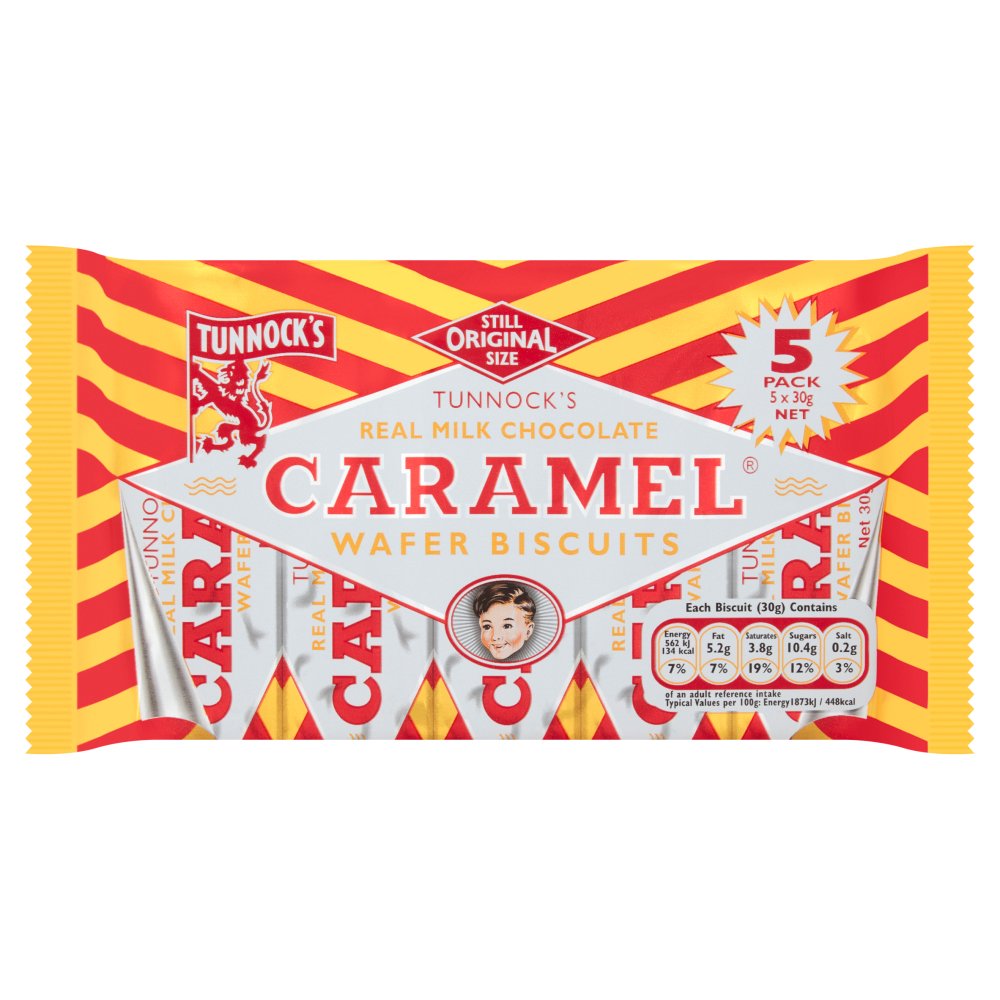 TUNNOCKS CHOCOLATE CARAMEL WAFERS 5x30G