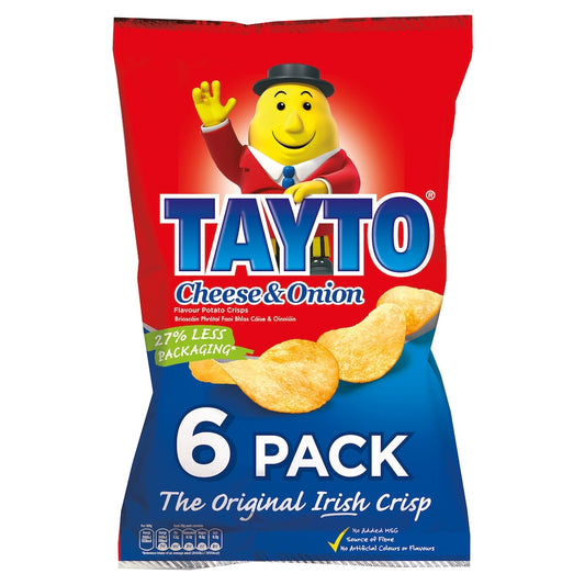TAYTO IRISH CHEESE & ONION CRISPS 6X25G