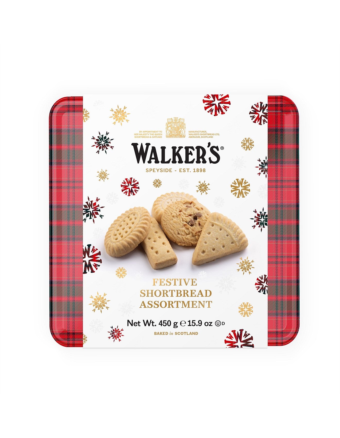 WALKERS FESTIVE ASSORTMENT SHORTBREAD TIN 450g