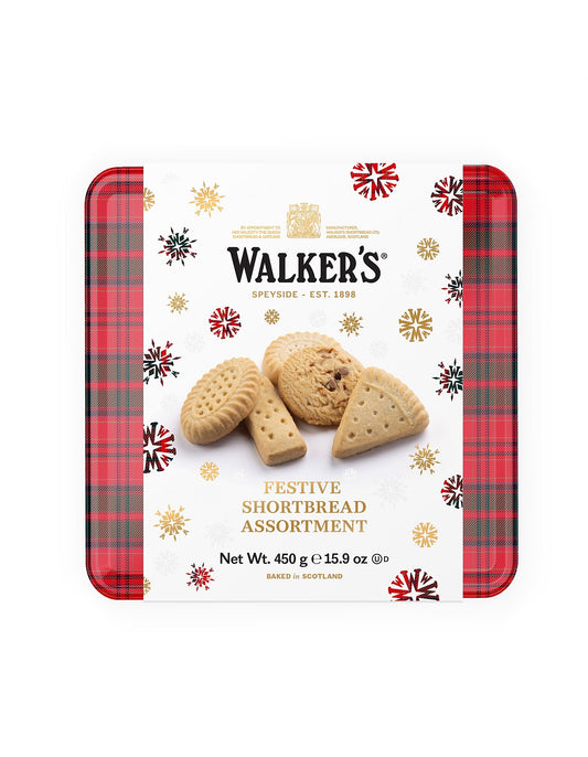 WALKERS FESTIVE ASSORTMENT SHORTBREAD TIN 450g