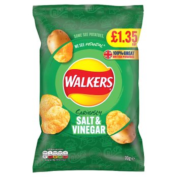 WALKERS SALT & VINEGAR CRISPS 70G
