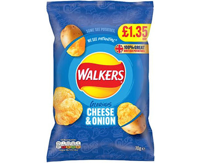 WALKERS CHEESE & ONION CRISPS 70G