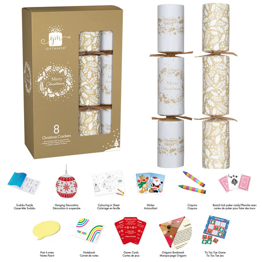 CHRISTMAS CRACKERS CREAM & GOLD 8 PACK