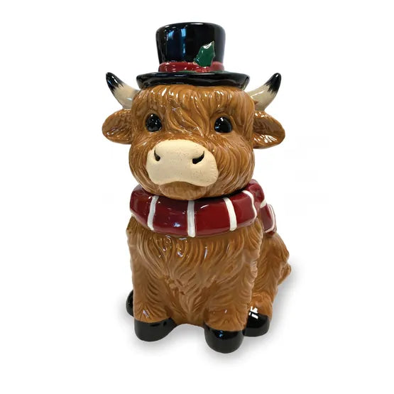 GRANDMA WILDS HIGHLAND COW CERAMIC JAR - SHORTBREAD MINI BITES 100G