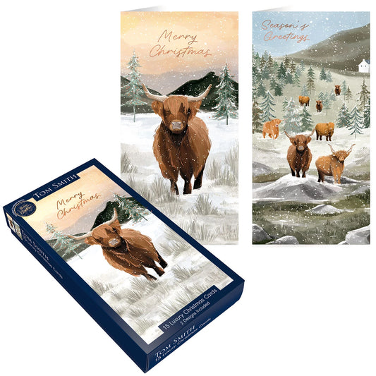 TOM SMITH 15 LUXURY HIGHLAND COW CHRISTMAS CARDS