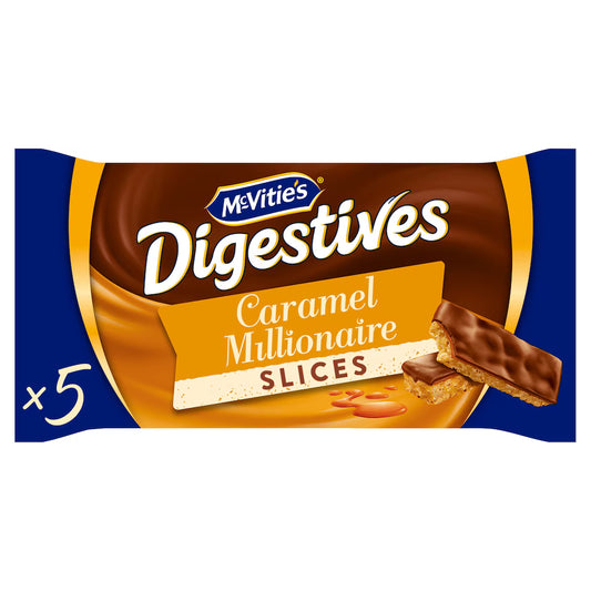 MCVITIES MILLIONAIRE DIGESTIVE CARAMEL SLICES 5 PACK 109.9G