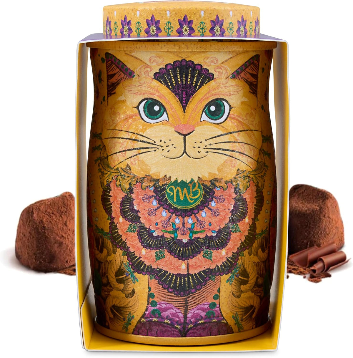 MONTY BOJANGLES MINI YELLOW CAT TIN (COCOA DUSTED BUTTERSCOTCH TRUFFLES) 36G