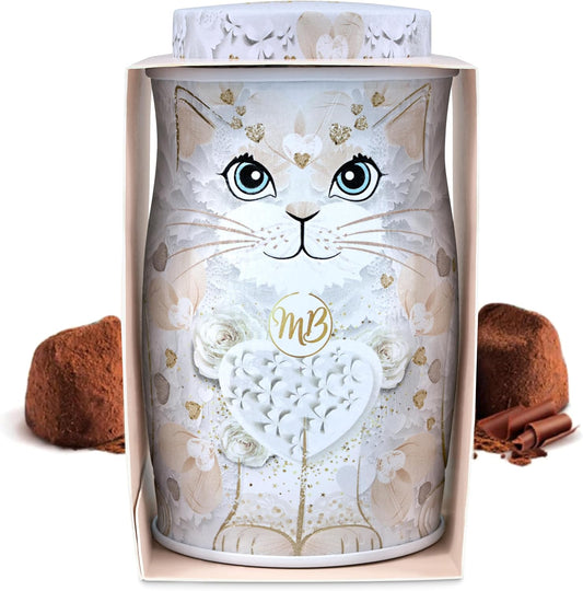 MONTY BOJANGLES MINI WHITE CAT TIN (COCOA DUSTED TRUFFLES) 36G