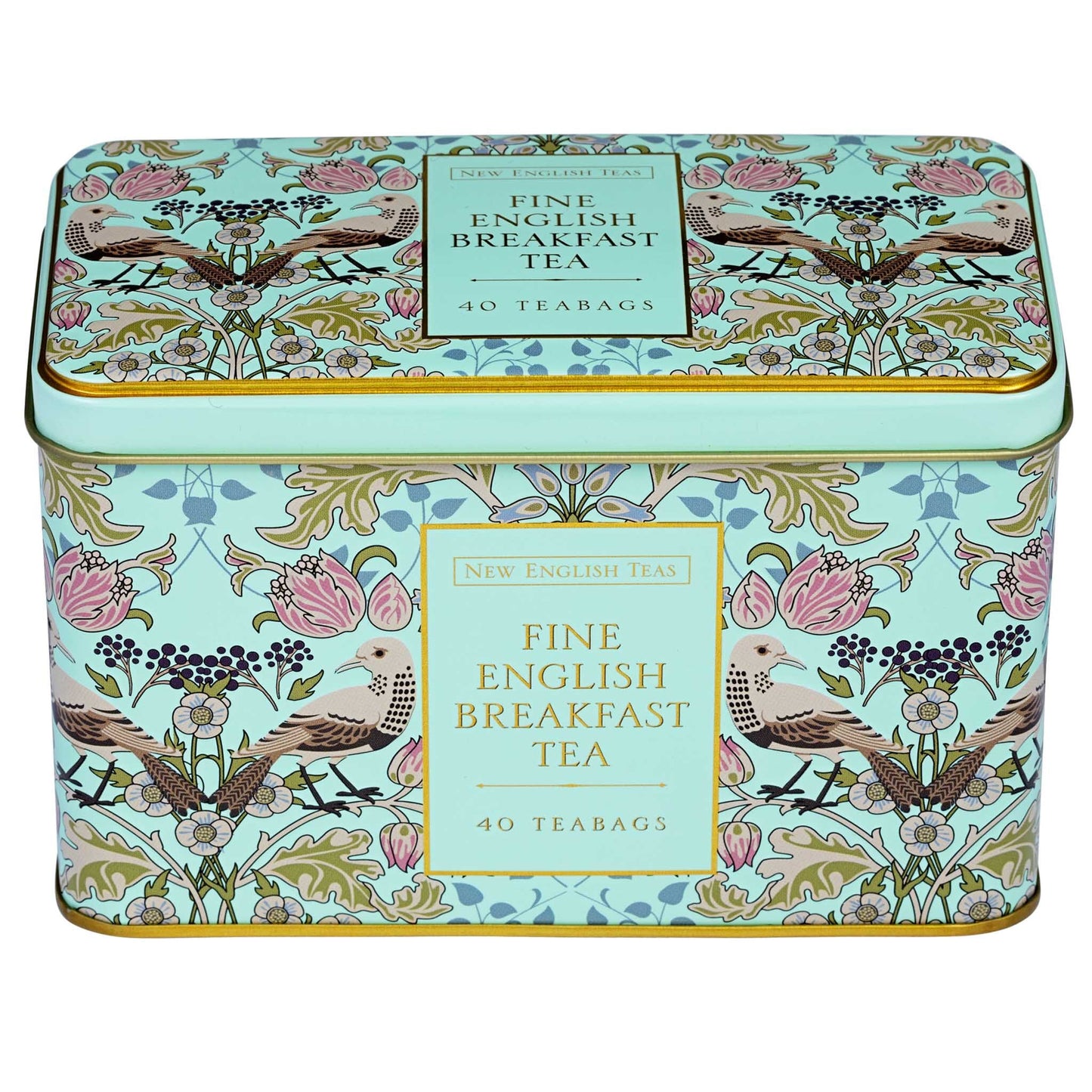 N.E.T SONG THRUSH MINT GREEN TIN - ENGLISH BREAKFAST 40 TEA BAGS