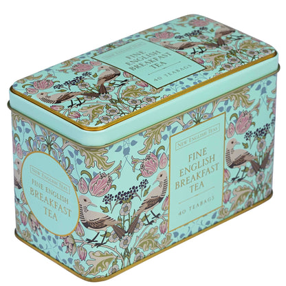N.E.T SONG THRUSH MINT GREEN TIN - ENGLISH BREAKFAST 40 TEA BAGS