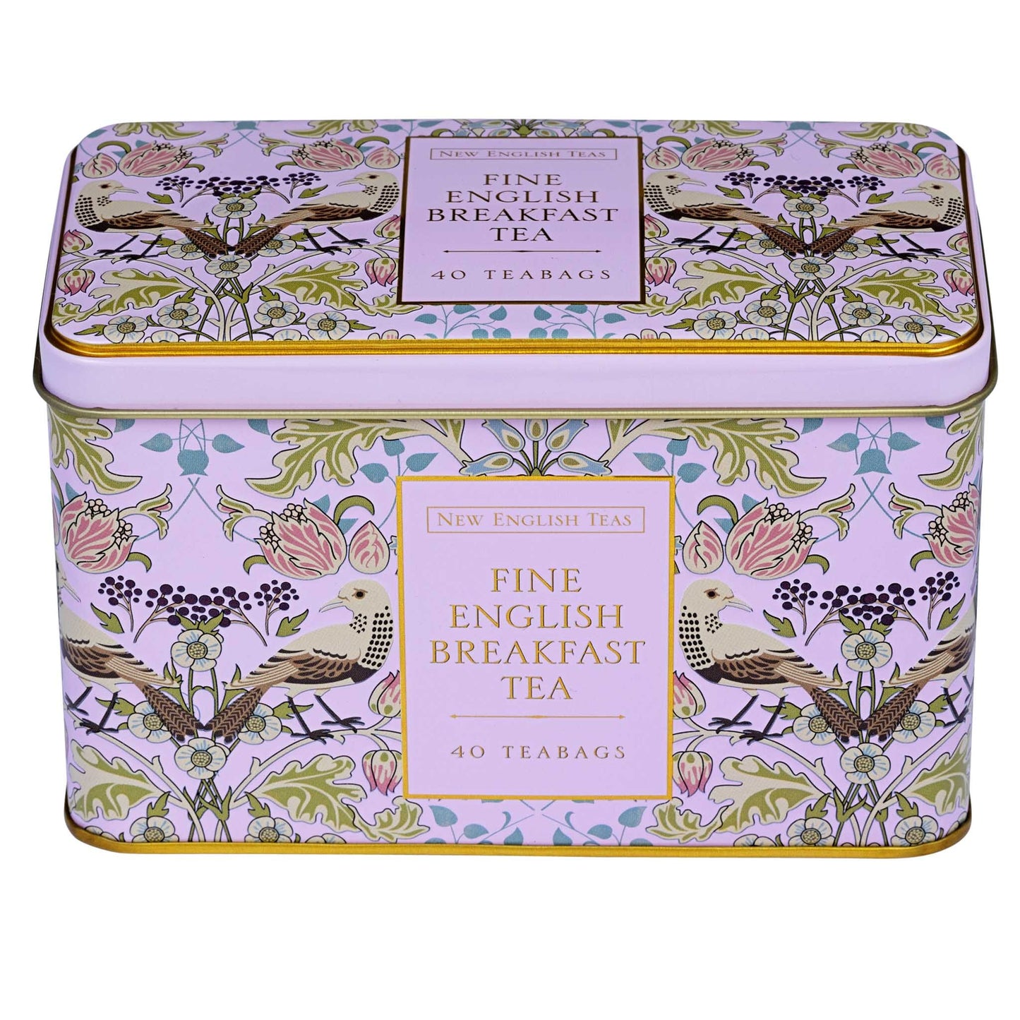 N.E.T SONG THRUSH PINK TIN - ENGLISH BREAKFAST 40 TEA BAGS