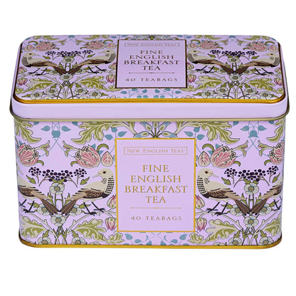 N.E.T SONG THRUSH PINK TIN - ENGLISH BREAKFAST 40 TEA BAGS