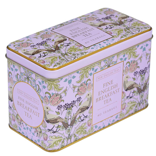 N.E.T SONG THRUSH PINK TIN - ENGLISH BREAKFAST 40 TEA BAGS