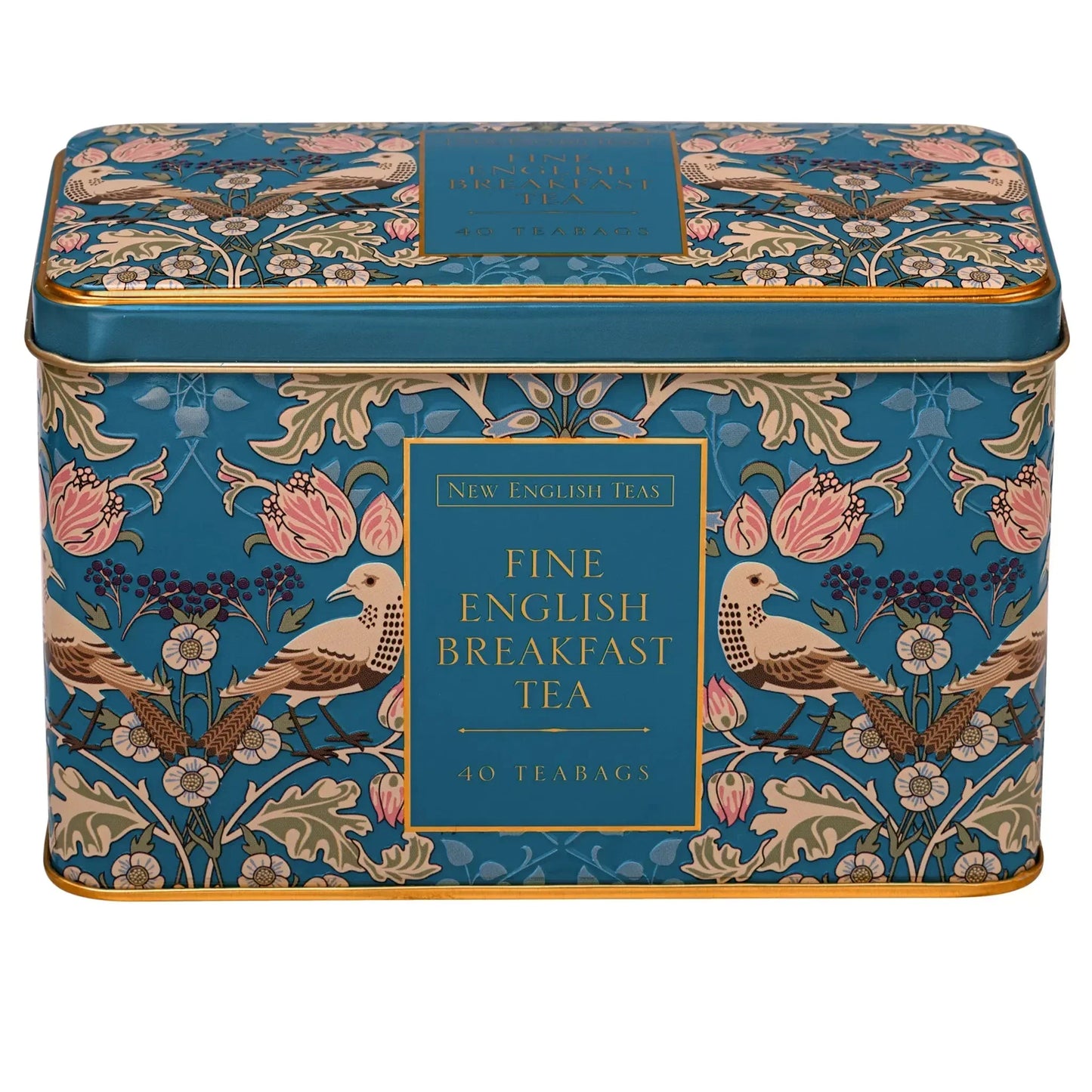 N.E.T SONG THRUSH TEAL TIN - ENGLISH BREAKFAST 40 TEA BAGS
