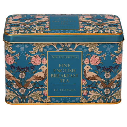 N.E.T SONG THRUSH TEAL TIN - ENGLISH BREAKFAST 40 TEA BAGS