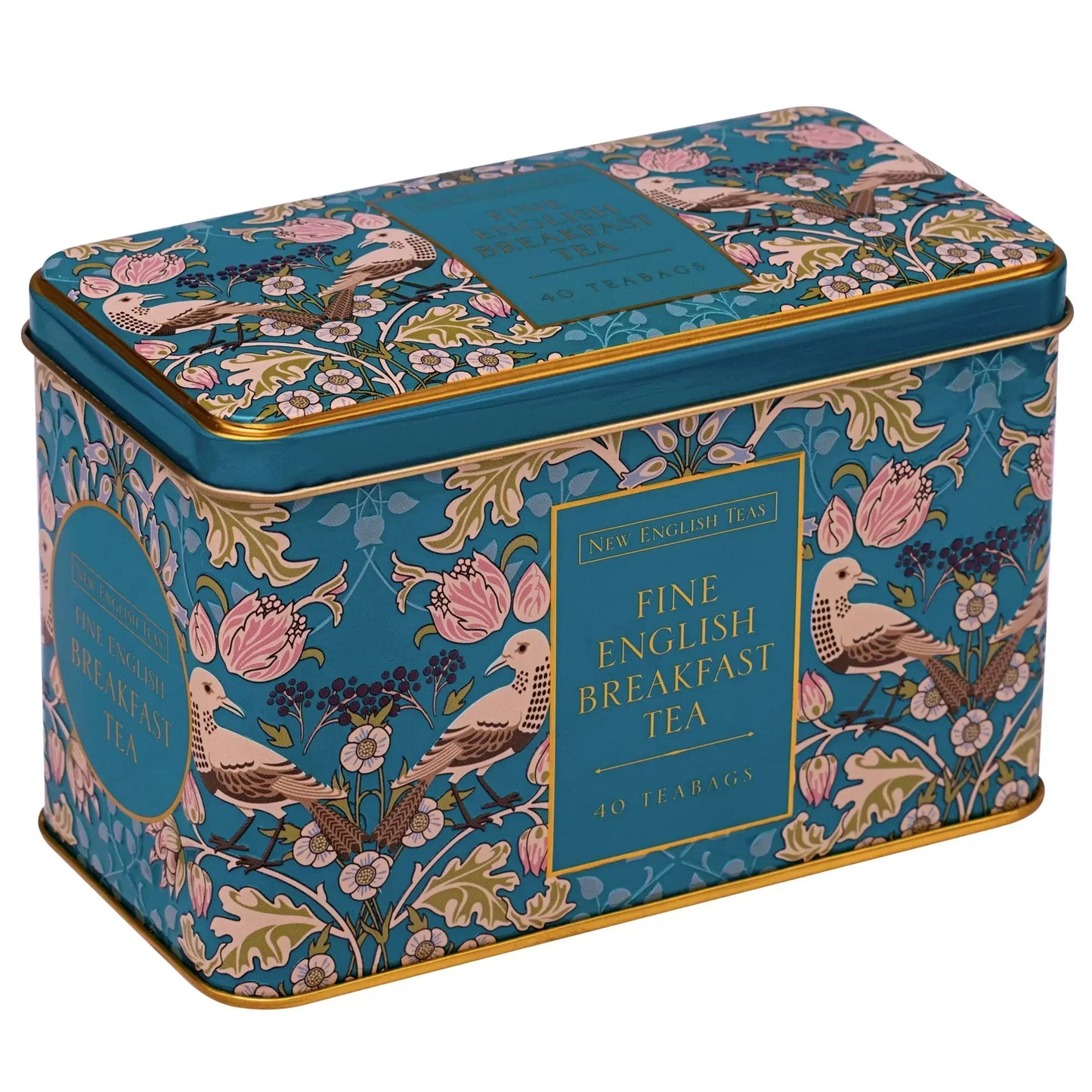 N.E.T SONG THRUSH TEAL TIN - ENGLISH BREAKFAST 40 TEA BAGS