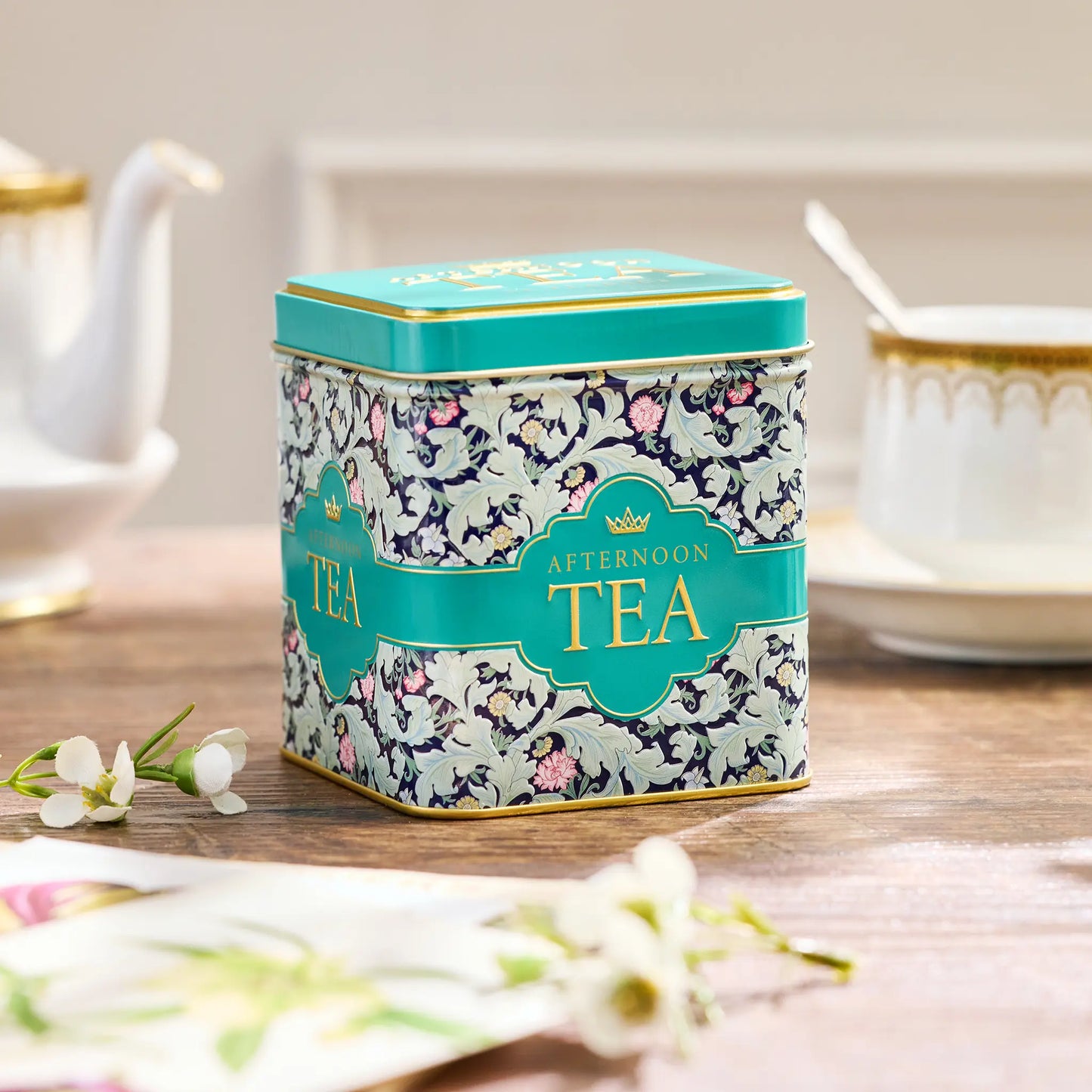 N.E.T TEAL TAPESTRY TIN - AFTERNOON TEA 32 TEA BAGS