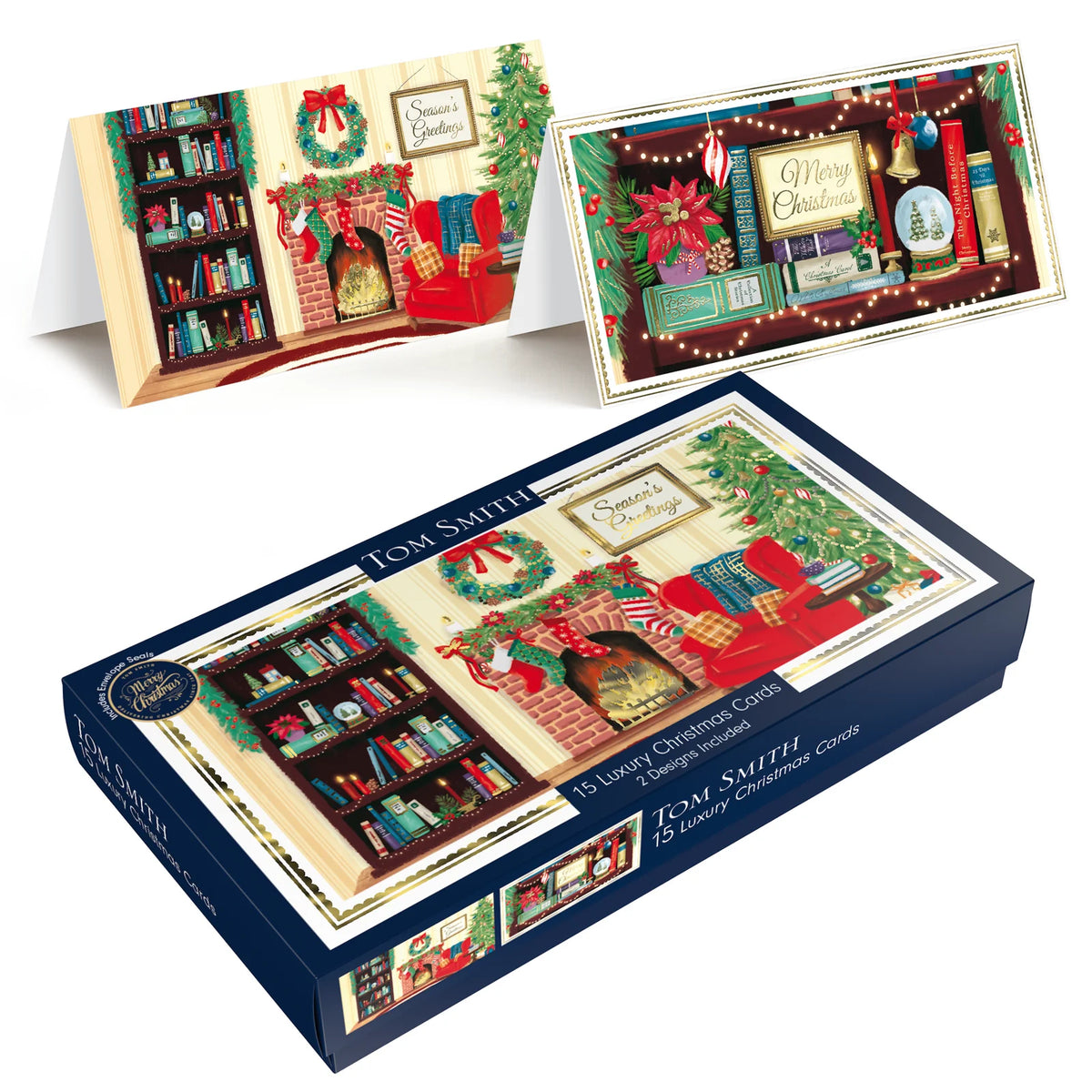 TOM SMITH 15 LUXURY COSY FIREPLACE CHRISTMAS CARDS