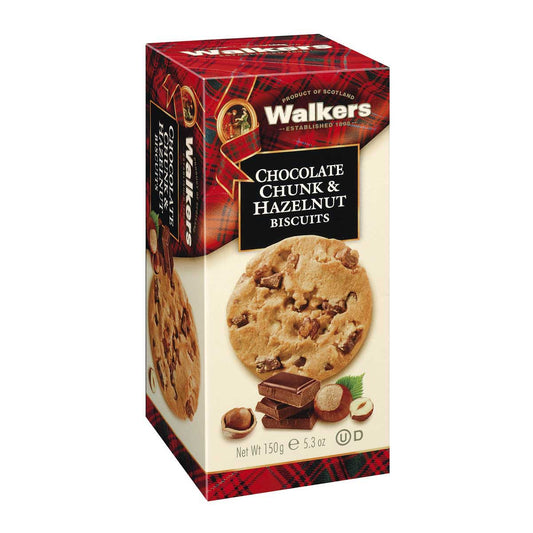 WALKERS CHOCOLATE CHUNK & HAZELNUT BISCUITS 150G
