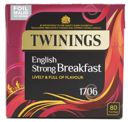 TWININGS STRONG ENGLISH BREAKFAST TEA 80 TEA BAGS 250G